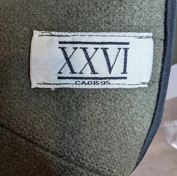 Vintage XXVI Green Wool Double-Breasted Coat Collar Black Velvet - Picture 3 of 8